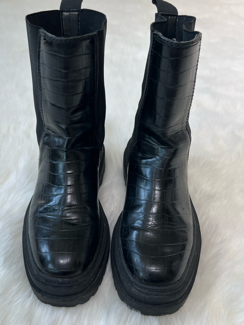 Zara Black Chunky Platform Chelsea Boots women size 36 Y2k  Gothic